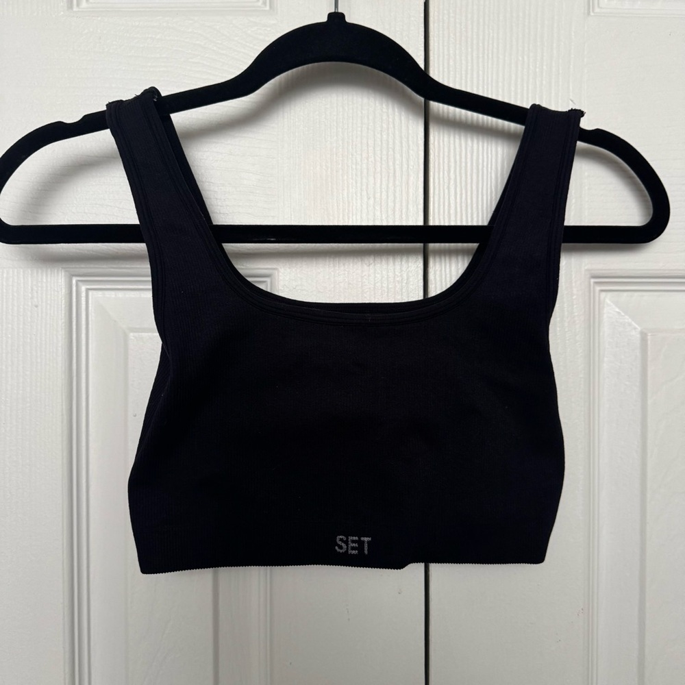 SET Active Ribbed Box Cut Sports Bra Black Medium